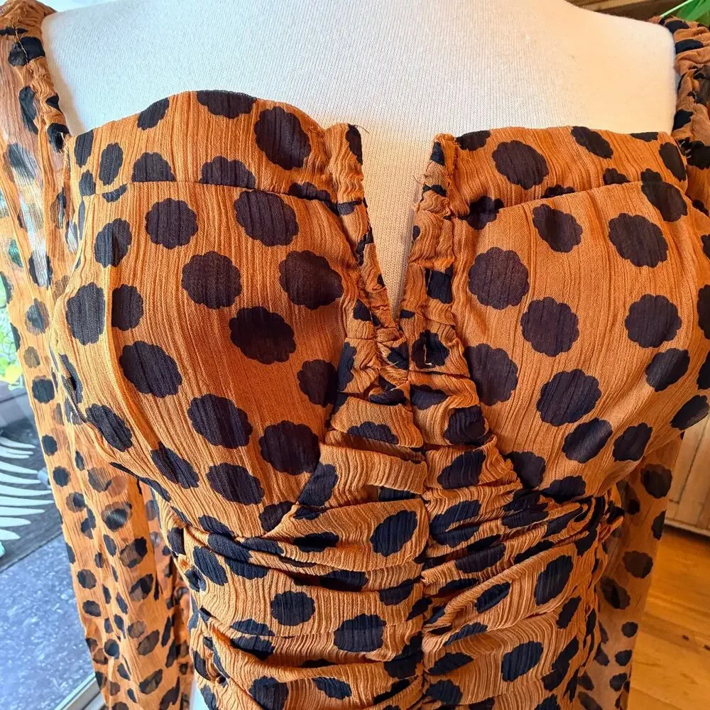 FREE PEOPLE PARKER CORSET TOP BROWN LEOPARD PRINT NWT SIZE L